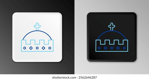 Line King crown icon isolated on grey background. Colorful outline concept. Vector