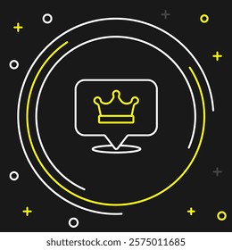 Line King crown icon isolated on black background. Colorful outline concept. Vector