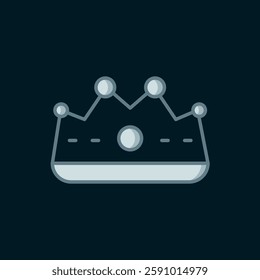 Line King crown icon isolated on black background. Flat filled outline style with shadow. Vector