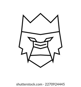 line king kong head silhouette logo design template. wild strong animal sign and symbol.