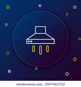 Line Kitchen extractor fan icon isolated on blue background. Cooker hood. Kitchen exhaust. Household appliance. Colorful outline concept. Vector