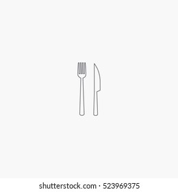 Line Knife Fork Icon