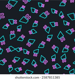 Line Knife icon isolated seamless pattern on black background. Cutlery symbol.  Vector