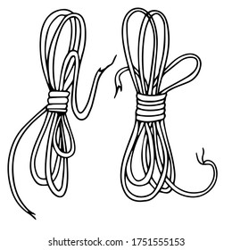 Ilustración vectorial de hilos de discusión con puntas de línea. Cuchillos.