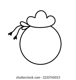Line Korean Traditional New Year Lucky Bag or Seollal Fortune Pocket or Bokjumeoni. Pukchumoni Art vector illustration for Lunar icon.