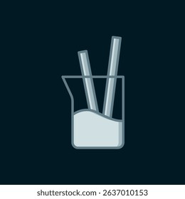 Line Laboratory glassware or beaker icon isolated on black background. Flat filled outline style with shadow. Vector