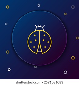 Line Ladybug icon isolated on blue background. Colorful outline concept. Vector