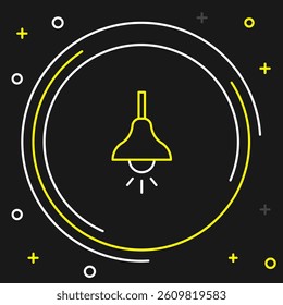 Line Lamp hanging icon isolated on black background. Ceiling lamp light bulb. Colorful outline concept. Vector