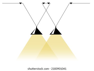 Line lamps and bulbs with color shapes. Geometric line drawing of light lampshades. Single one line drawing of light bulb vector illustration. Minimalist design background. Continuous line