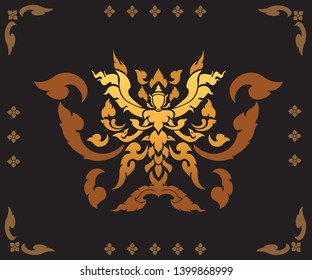 Line Lao Arts Angel Pattern design form Laos, vector image