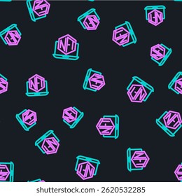 Line Laptop with art store app icon isolated seamless pattern on black background. Technology of selling NFT tokens for cryptocurrency. Non fungible token concept.  Vector