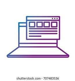 line laptop with business virtual document information