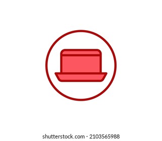 Line Laptop icon isolated on white background. Outline symbol for website design, mobile application, ui. Electronics pictogram. Vector illustration, editorial stroсk. 