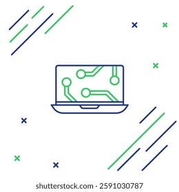 Line Laptop icon isolated on white background. Technology and devices concept.. Colorful outline concept. Vector