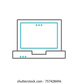 line laptop technology equipment with screen and keyboard