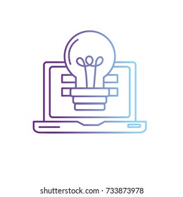 line laptop technology with information and bulb idea