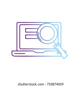 line laptop technology information with magnifying glass