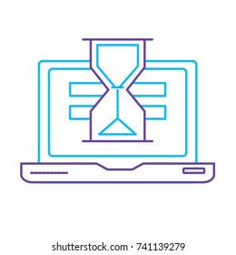 line laptop technology searching with hourglass icon