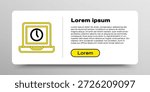 Line Laptop time icon isolated on white background. Computer notebook with empty screen sign. Colorful outline concept. Vector
