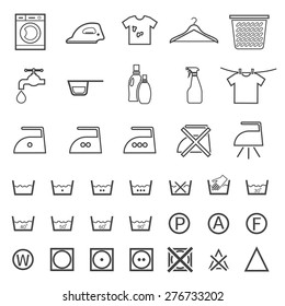 line laundry and washing icon