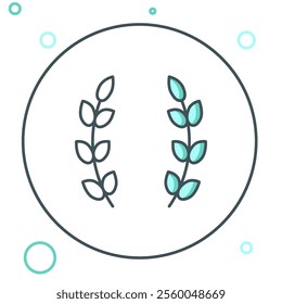 Line Laurel wreath icon isolated on white background. Triumph symbol. Colorful outline concept. Vector