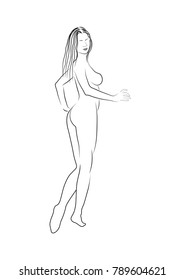 Line layout of sexy girl., vector illustration