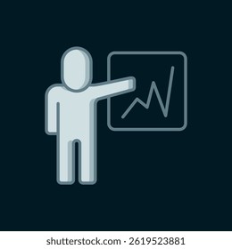 Line Leader of a team of executives icon isolated on black background. Flat filled outline style with shadow. Vector