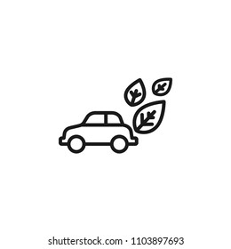 line leaf and car icon. symbol of ecology