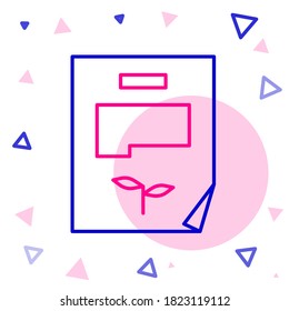 Line Leaf document icon isolated on white background. Nature file icon. Colorful outline concept. Vector Illustration