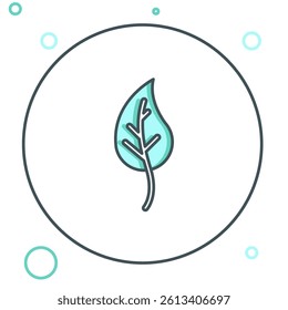 Line Leaf icon isolated on white background. Leaves sign. Fresh natural product symbol. Colorful outline concept. Vector