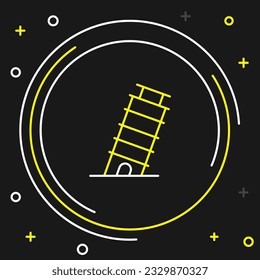 Line Leaning tower in Pisa icon isolated on black background. Italy symbol. Colorful outline concept. Vector