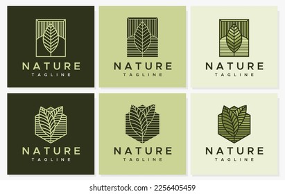 El diseño del logotipo de las hojas de línea está definido. Vector gráfico del logotipo de la línea de planta.