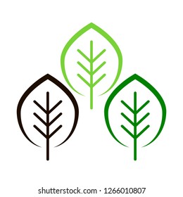 Line leaves set. Logo template. Leaf icon. Elements for eco and bio logos. Ecology nature element. Vector illustration.