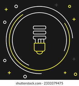 Line LED light bulb icon isolated on black background. Economical LED illuminated lightbulb. Save energy lamp. Colorful outline concept. Vector