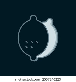 Line Lemon icon isolated on black background. Flat filled outline style with shadow. Vector