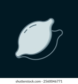 Line Lemon icon isolated on black background. Flat filled outline style with shadow. Vector