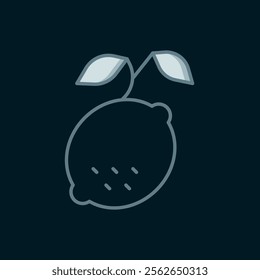 Line Lemon icon isolated on black background. Flat filled outline style with shadow. Vector