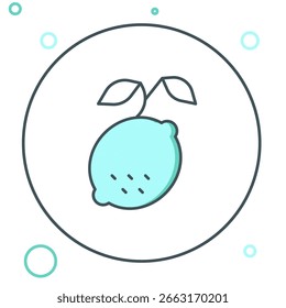 Line Lemon icon isolated on white background. Colorful outline concept. Vector