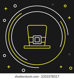 Line Leprechaun hat icon isolated on black background. Happy Saint Patricks day. National Irish holiday. Colorful outline concept. Vector