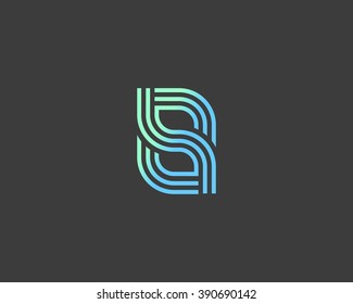 Line letter B 8 logotype. Abstract moving airy logo icon design, ready symbol creative finger print vector sign. 