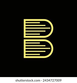 Line letter B book logotype. Abstract moving airy logo icon design, ready symbol creative vector sign.