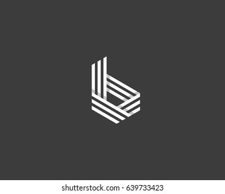 Line letter b logotype. Abstract geometric logo icon vector sign.