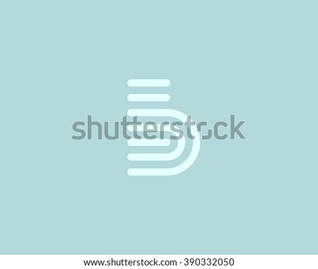 Line letter b logotype. Abstract moving airy logo icon design, ready symbol creative finger print vector sign. 
