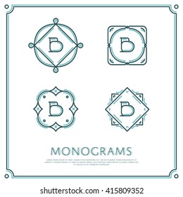 Line Letter B Monogram. Vector Logo. Design Border Elements. 