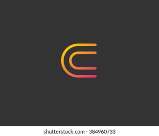 Line letter C logotype. Abstract moving airy logo icon design, ready symbol creative vector sign.