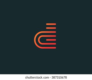 Line letter d logotype. Abstract moving airy logo icon design, ready symbol creative finger print vector sign. 