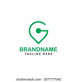 Line Letter G Pin Maps design vector in green color