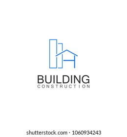 Line letter H building construction logo