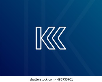 Line letter K and K logo. Abstract logotype design, creative vector sign. Abstract monogram business symbol