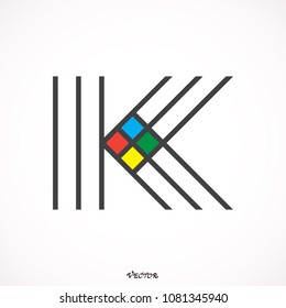 Line letter K logotype. Abstract moving airy logo icon design, ready symbol creative vector sign. - stock vector